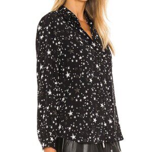 Rails Womens‎ S Noemi Long Sleeve Button Up Starry Print Shirt in Black Galaxy